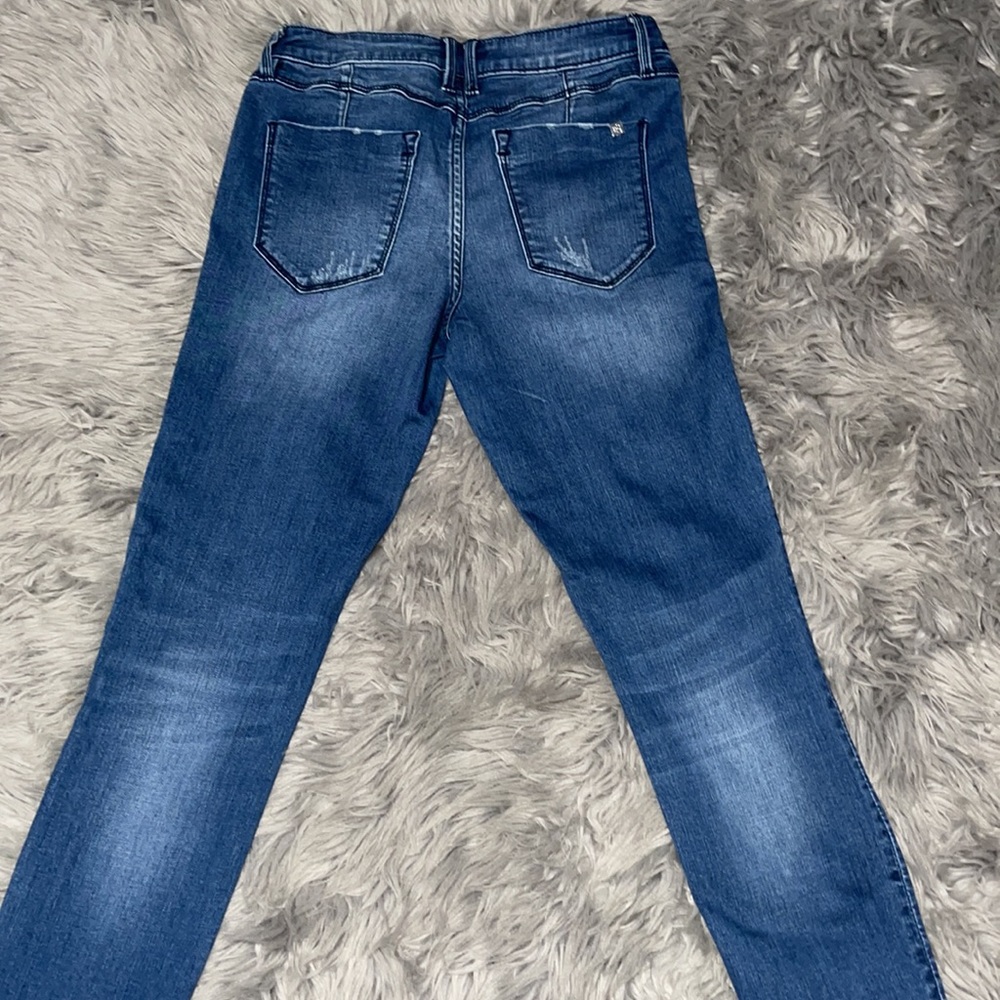 Bebe Embroidered Patch Work Distressed - image 7